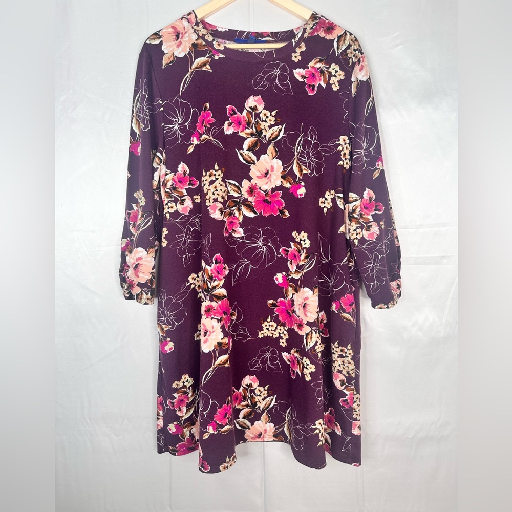 Apt. 9 Purple and Pink Floral Dress Size XXL w/pockets